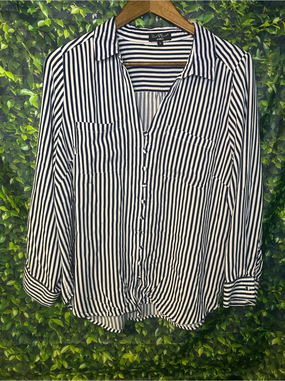 Velvet Heart Navy & White Striped Shirt